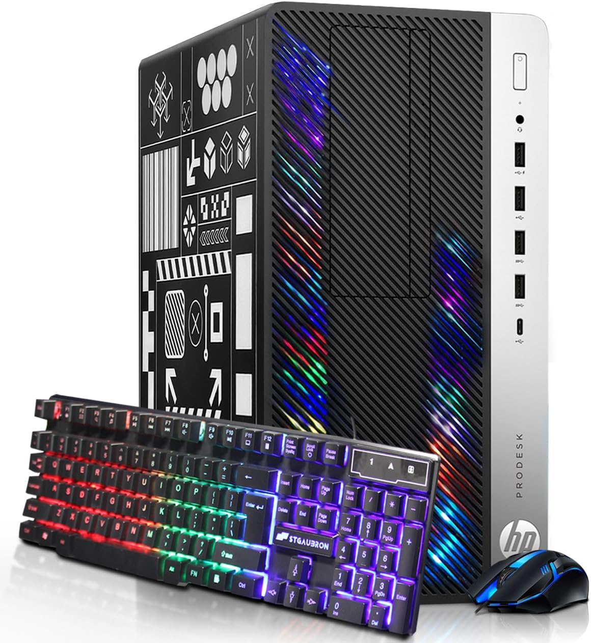HP RGB Gaming Desktop Computer, Intel Quad Core I5-6500 up to 3.6GHz, GeForce GT 1030 2G, 32GB DDR4, 1T SSD + 3T HDD, RGB Keyboard &amp; Mouse, 600M WiFi &amp; Bluetooth, Win 10 Pro (Renewed)