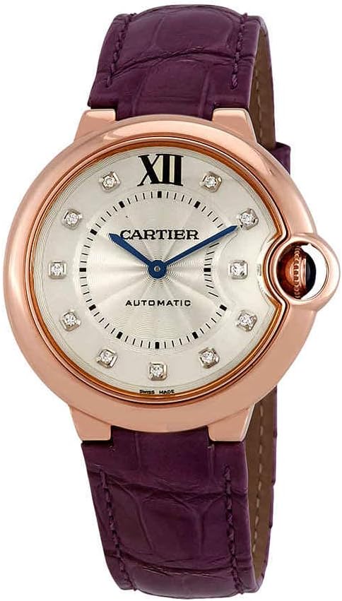 CARTIER Ballon Bleu Silver Diamond Dial 18kt Pink Gold Ladies Watch WJBB0010