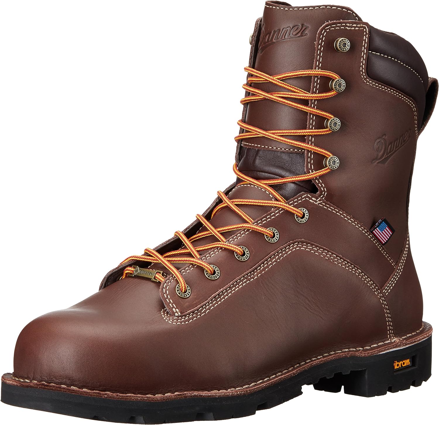 Danner 8” Quarry USA Waterproof Alloy Safety Toe Work Boots for Men - Full-Grain Leather with Gore-Tex Lining and Traction Heel Outsole, EH Resistant