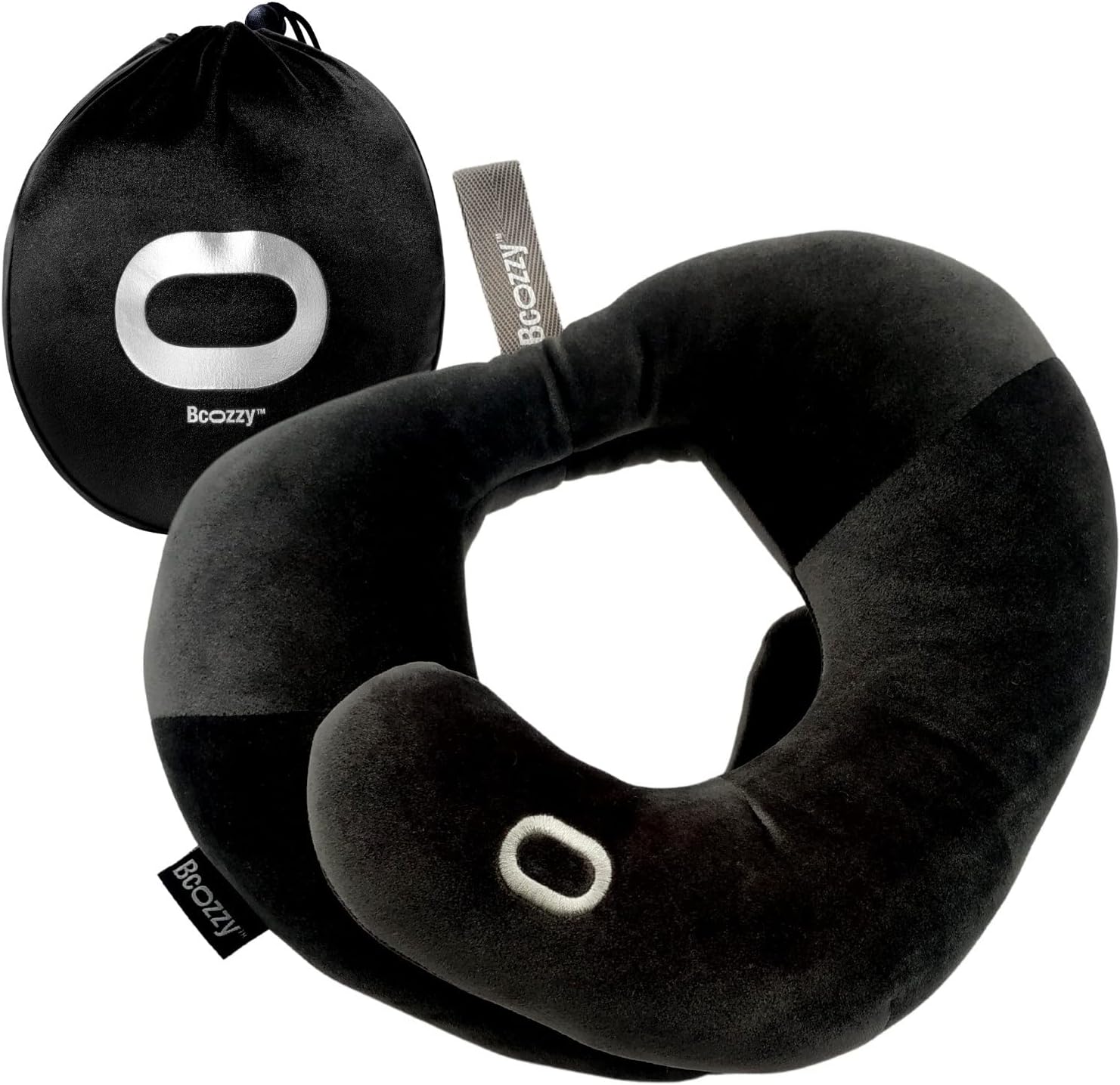 BCOZZY Neck Brace Pillow - Patented Relief for Neck Pain and Supportive Sleep-Soft, Washable, and Adjustable for Comfortable Resting. Black