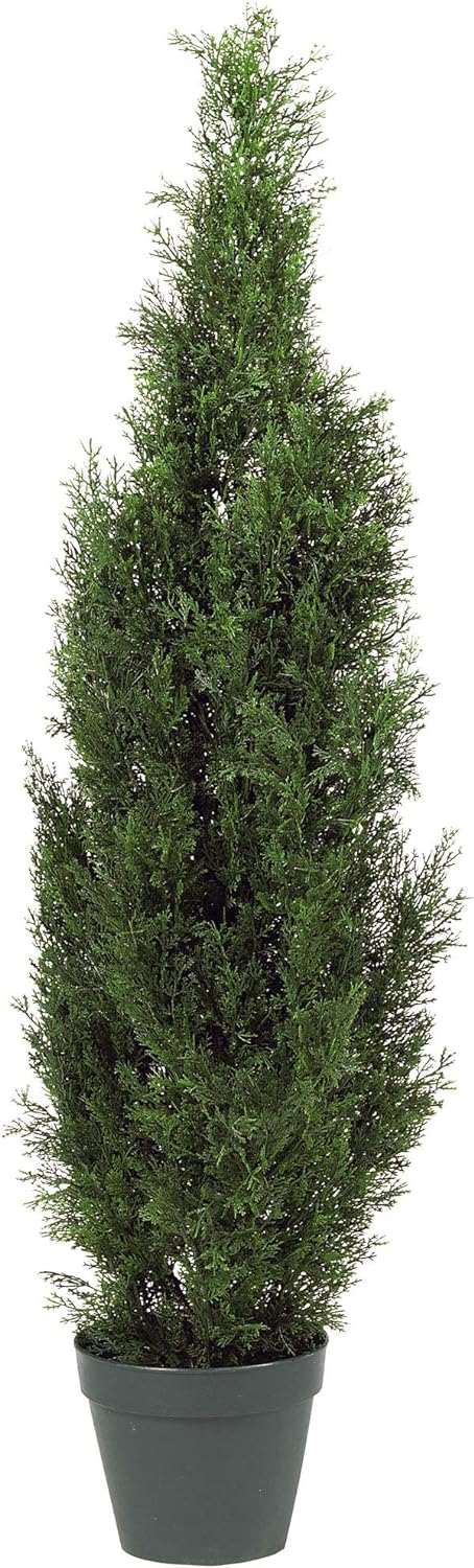 Nearly Natural 4FT Faux Cedar Tree, Outdoor Front Porch Décor, Faux Cedar Tree Pine Tree in Nursery Planter with UV Resistant Coating