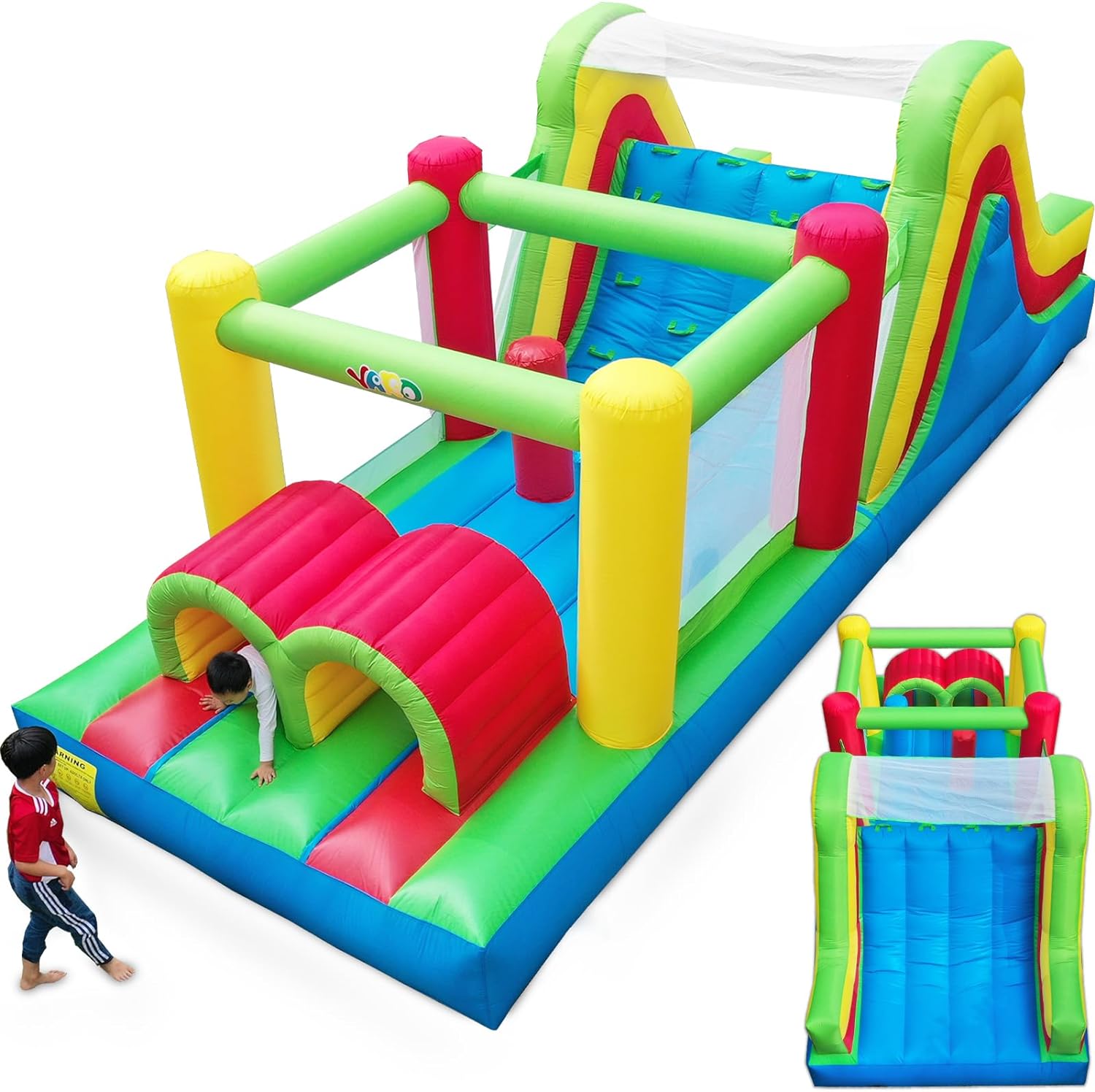 YARD Commercial Bounce House for Big Kids 5-12, 21.3'x9.2'x7.9' Inflatable Obstacle Course Bouncy Castle with Large Slide for Ages 3-6,8-12, Jump House with 950w Blower for Outdoor Party