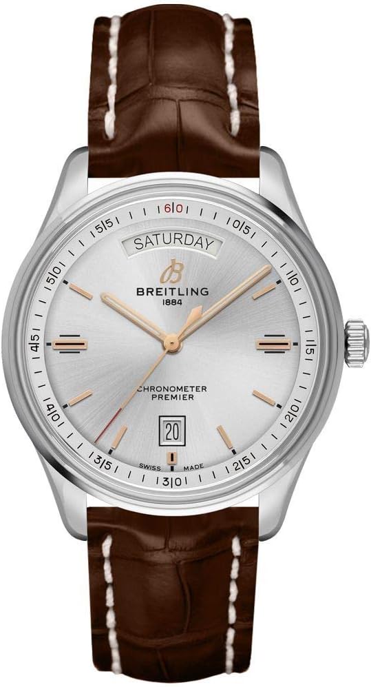 Breitling Premier Day Date Silver Dial Men's Watch A45340211G1P2