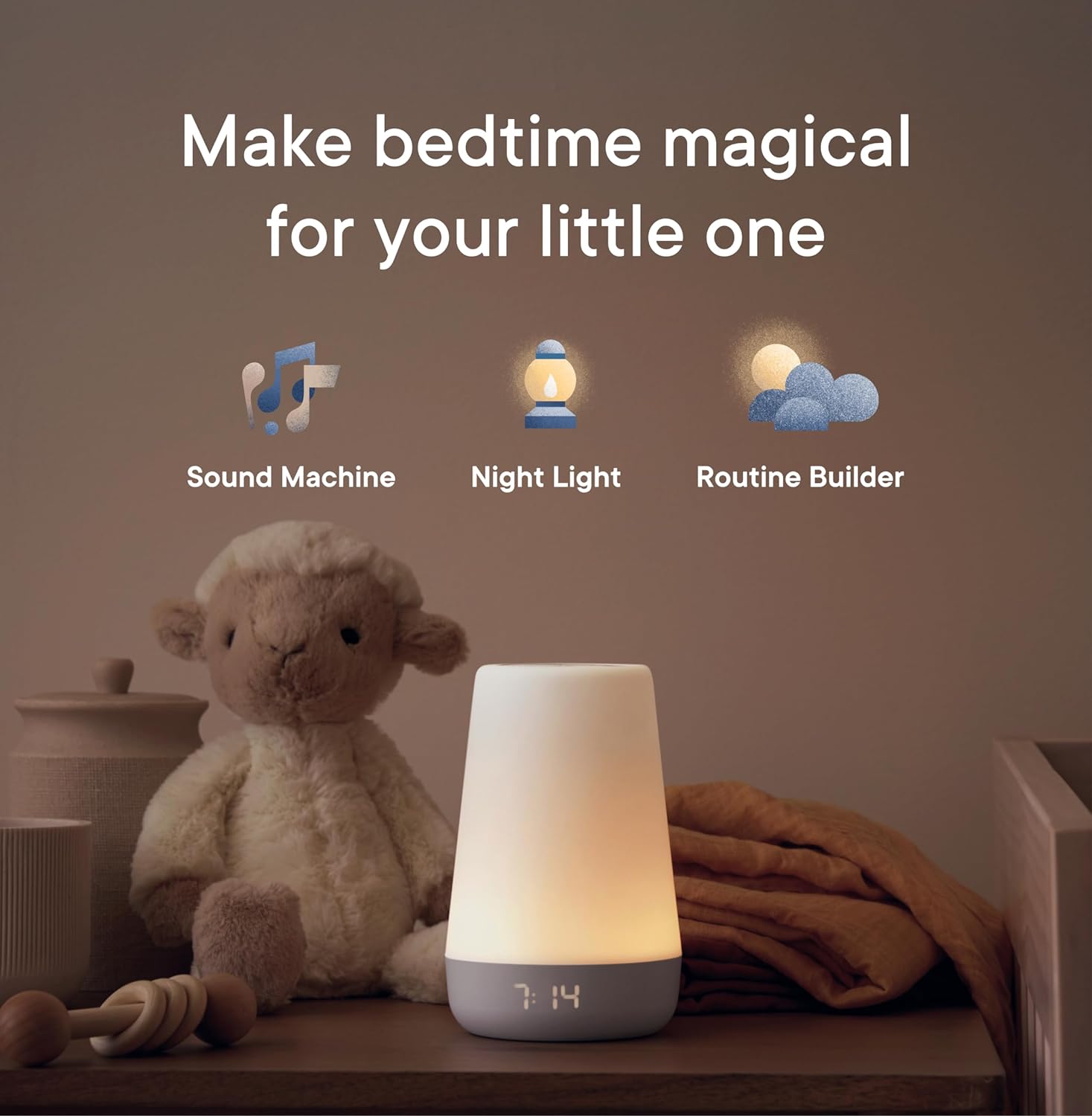 Hatch Rest Baby Sound Machine, Night Light | 2nd Gen | Sleep Trainer, Time-to-Rise Alarm Clock, White Noise Soother, Music &amp; Stories for Nursery, Toddler &amp; Kids Bedroom (Wi-Fi)