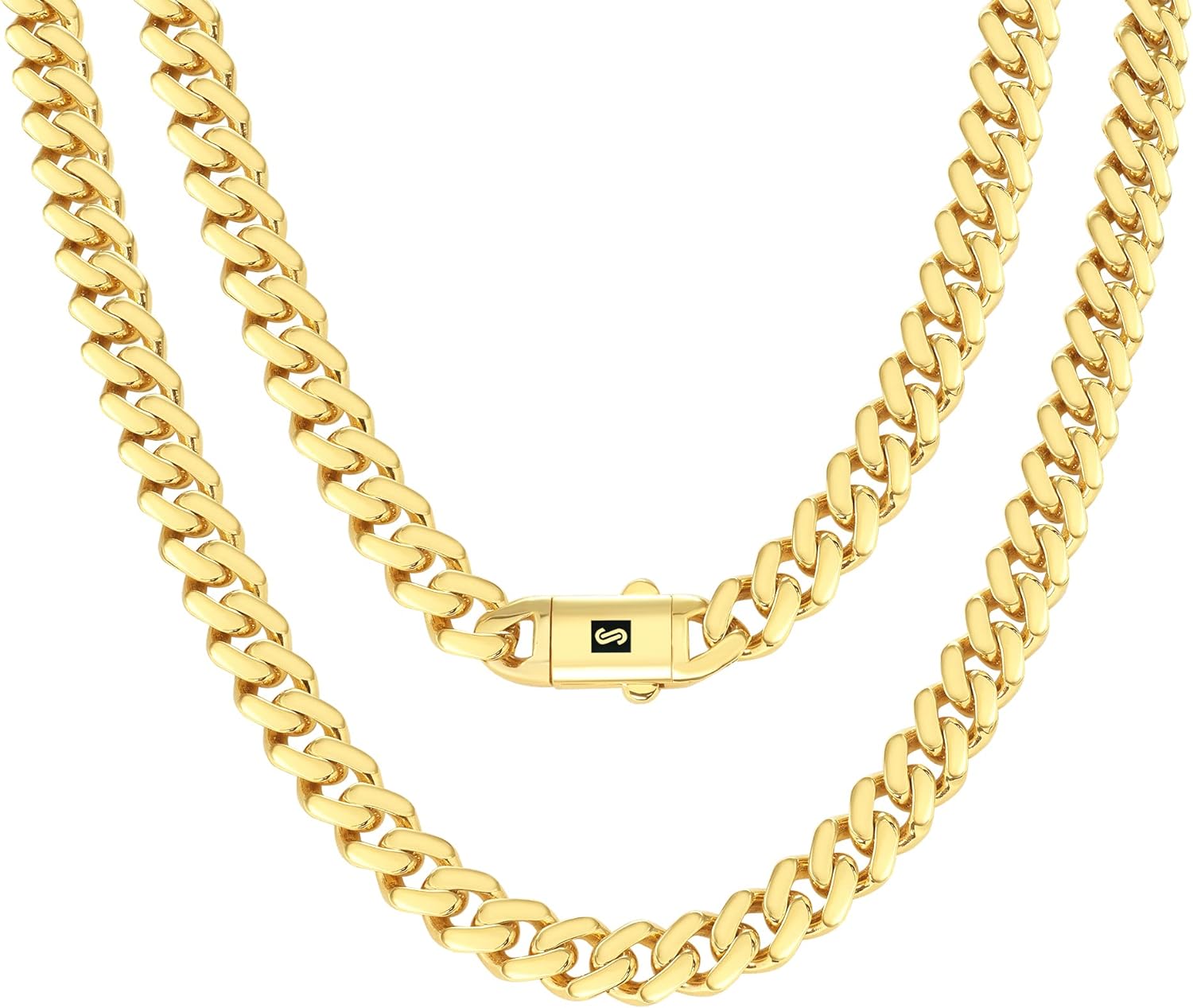 Nuragold 14k Yellow Gold 9mm Royal Monaco Miami Cuban Link Chain Necklace, Mens Jewelry Fancy Box Clasp 18" 20" 22" 24" 26" 28" 30"
