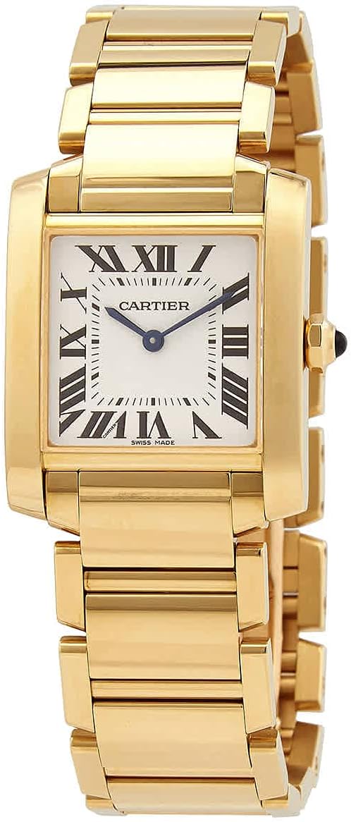 CARTIER Tank Française Quartz Silver Dial 18kt Yellow Gold Ladies Watch WGTA0032