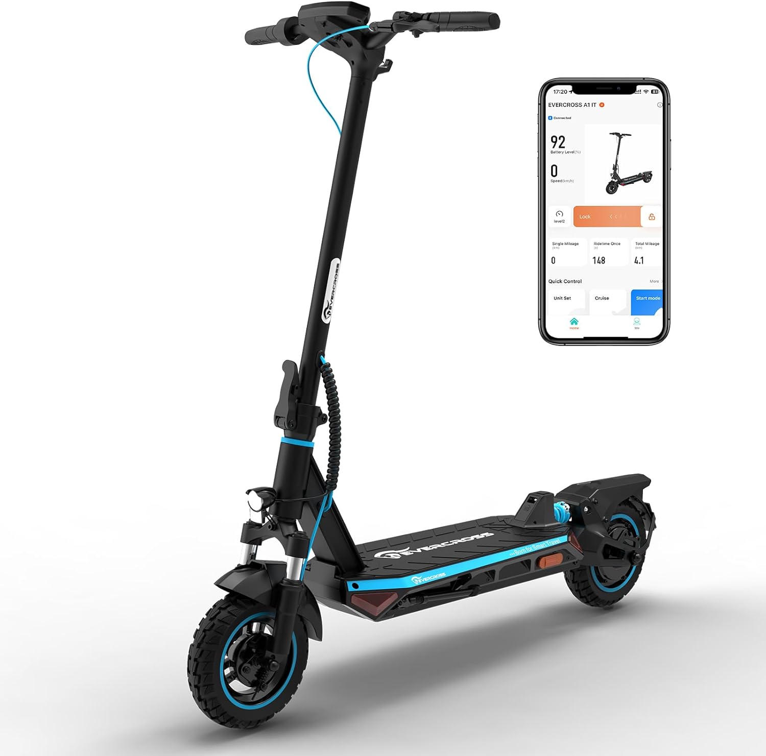 EVERCROSS A1 Electric Scooter for Adults - 800W Portable Commuting Scooter with Double Braking System, Dual Suspension and 10'' Honeycomb Solid Tires, Up to 31 Miles Long Range &amp; 28 Mph…