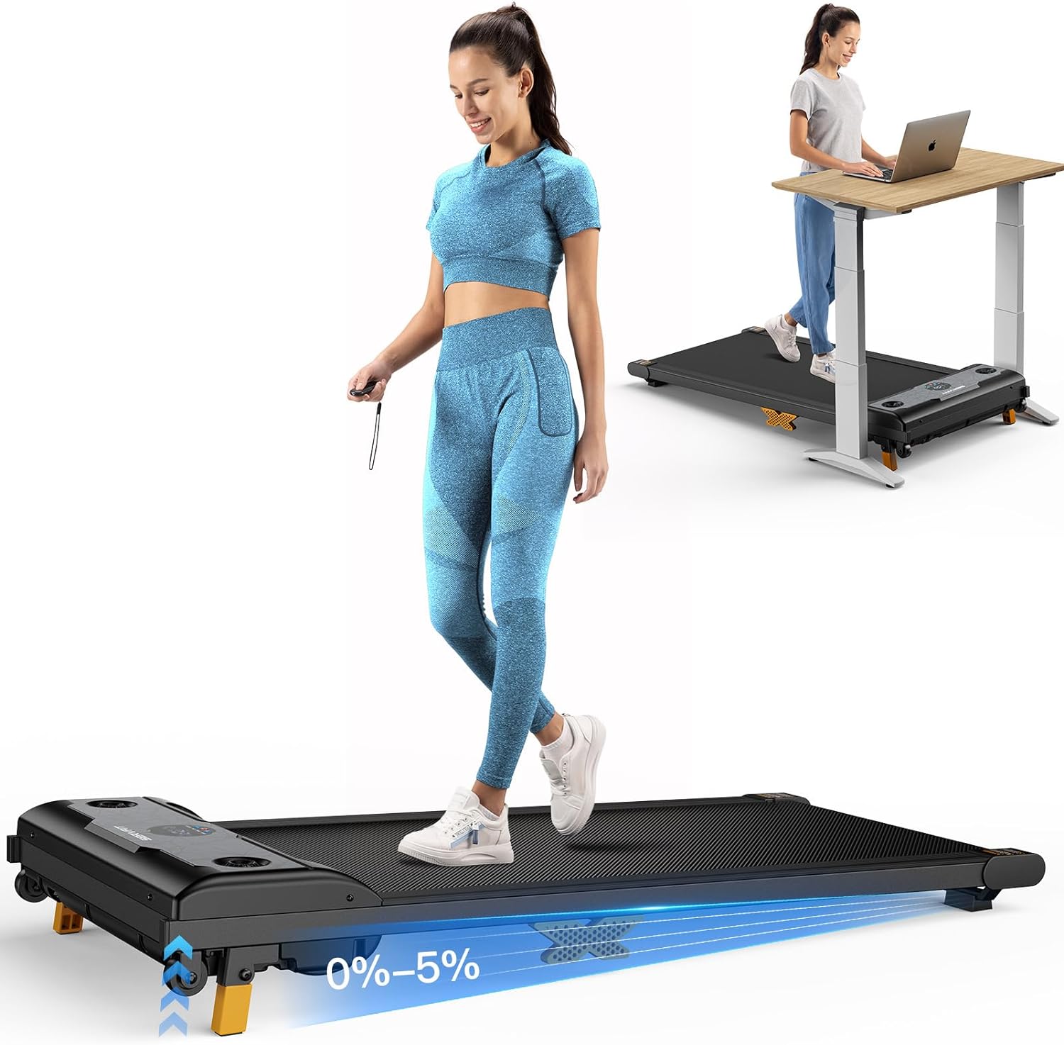 Walking Pad, Under Desk Treadmill with Incline, Portable Walking Treadmill with Remote Control, LED Display, Hidden Safety Switch, Mini Walking Jogging Machine for Home Office