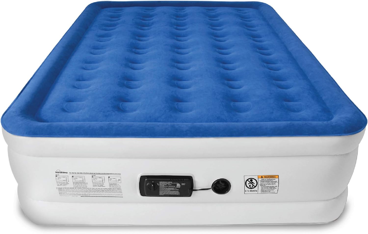 SoundAsleep Dream Series Luxury Air Mattress with ComfortCoil Technology &amp; Built-in High Capacity Pump for Home &amp; Camping- Double Height, Adjustable, Inflatable Blow Up, Portable - Queen Size