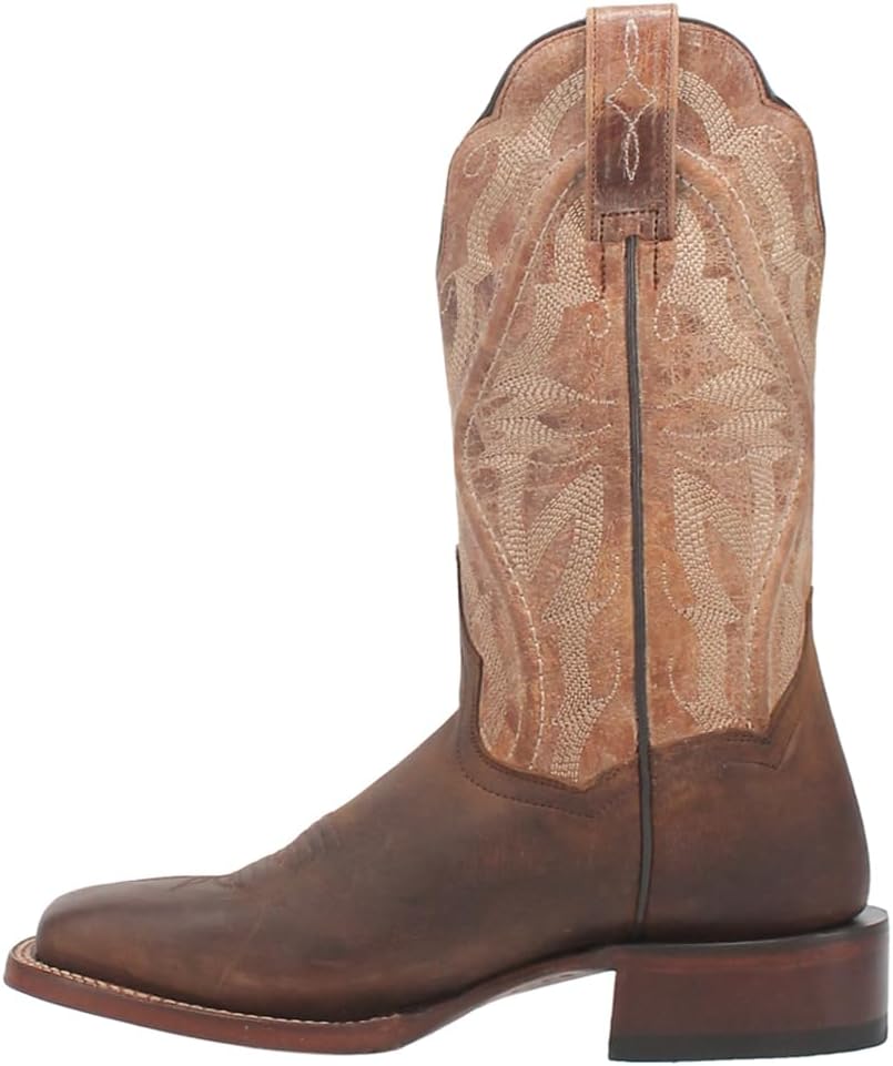 Laredo Womens Babs Leather Embroidery Square Toe Casual Boots Mid Calf Low Heel 1-2" - Brown, Green