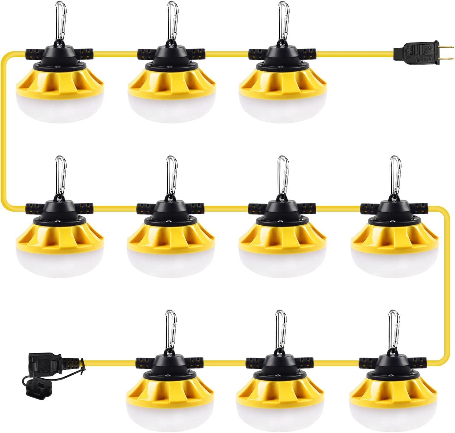 100FT Construction String Lights LED Industrial Grade Best for Construction Sites, Renovation, Walkways,Patio，Mine cave, Outdoor, and Other Outdoor Lighting Solutions Use,Free for Climbing Hook