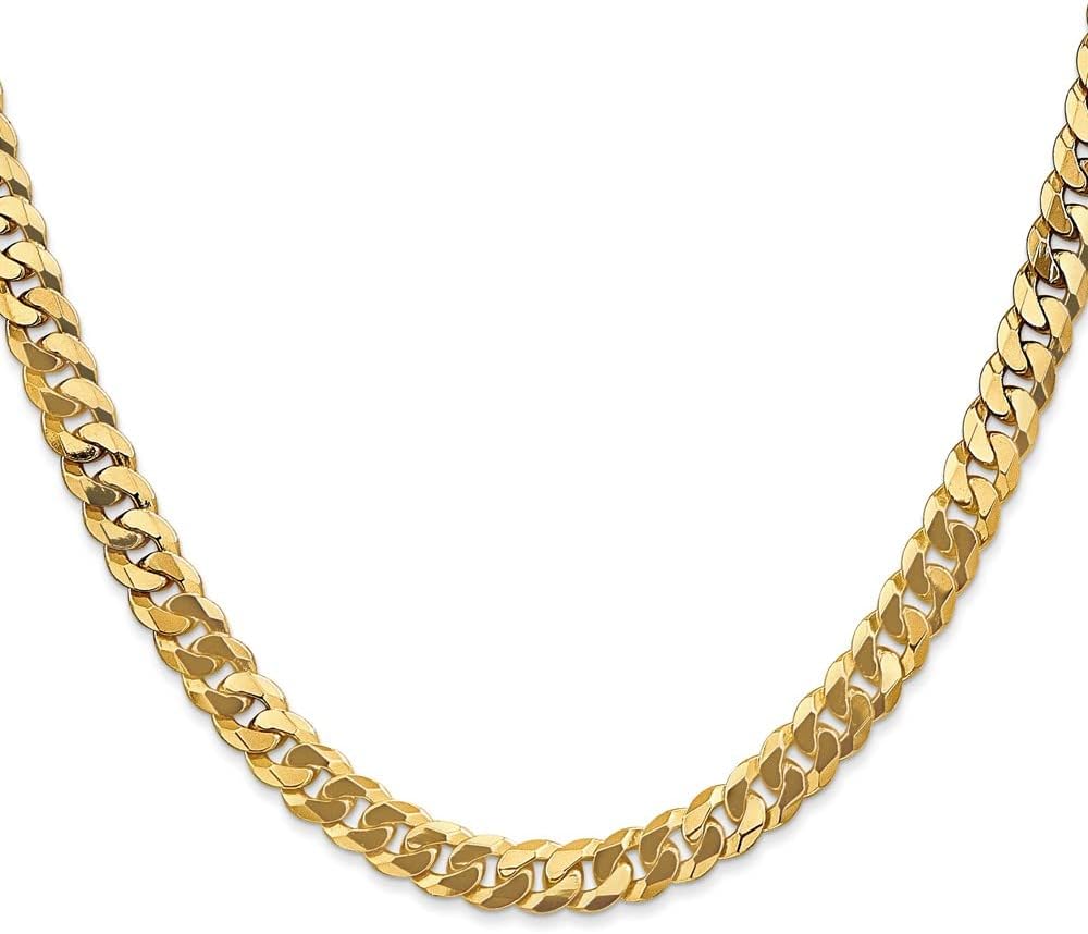 IceCarats 14K Yellow Gold 22 inch 7.25mm Curb Chain Necklace