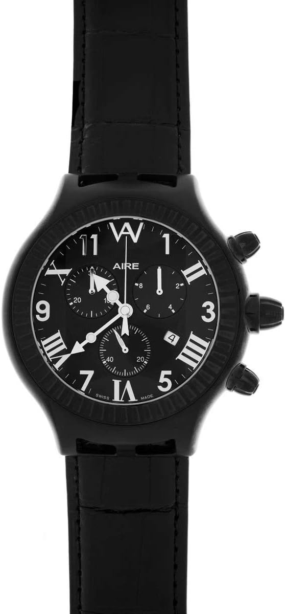 Aire Parlay Swiss Made Quartz Chronograph Over-Sized Mens Black Watch