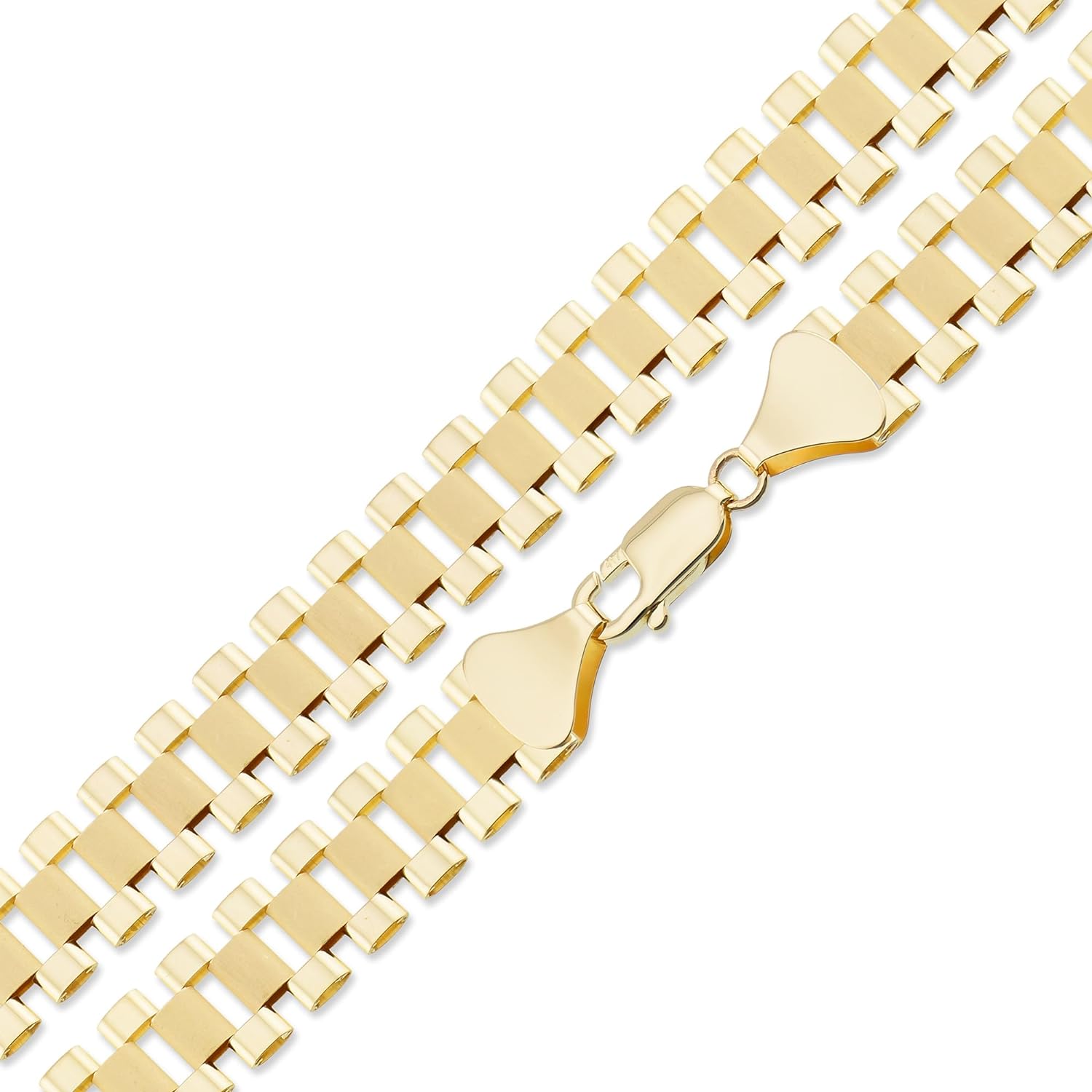10K Real Gold 6 MM, 8 MM, 10 MM, 12 MM, Presidential Watch Band Style Link Chain Necklace