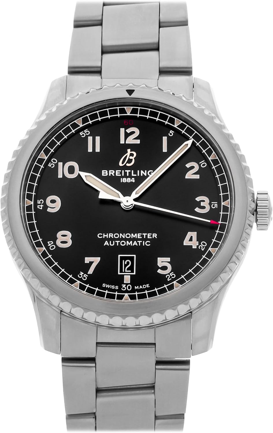 Breitling Aviator 8 Automatic Black Dial Watch A17315101B1A1 (Pre-Owned), silver