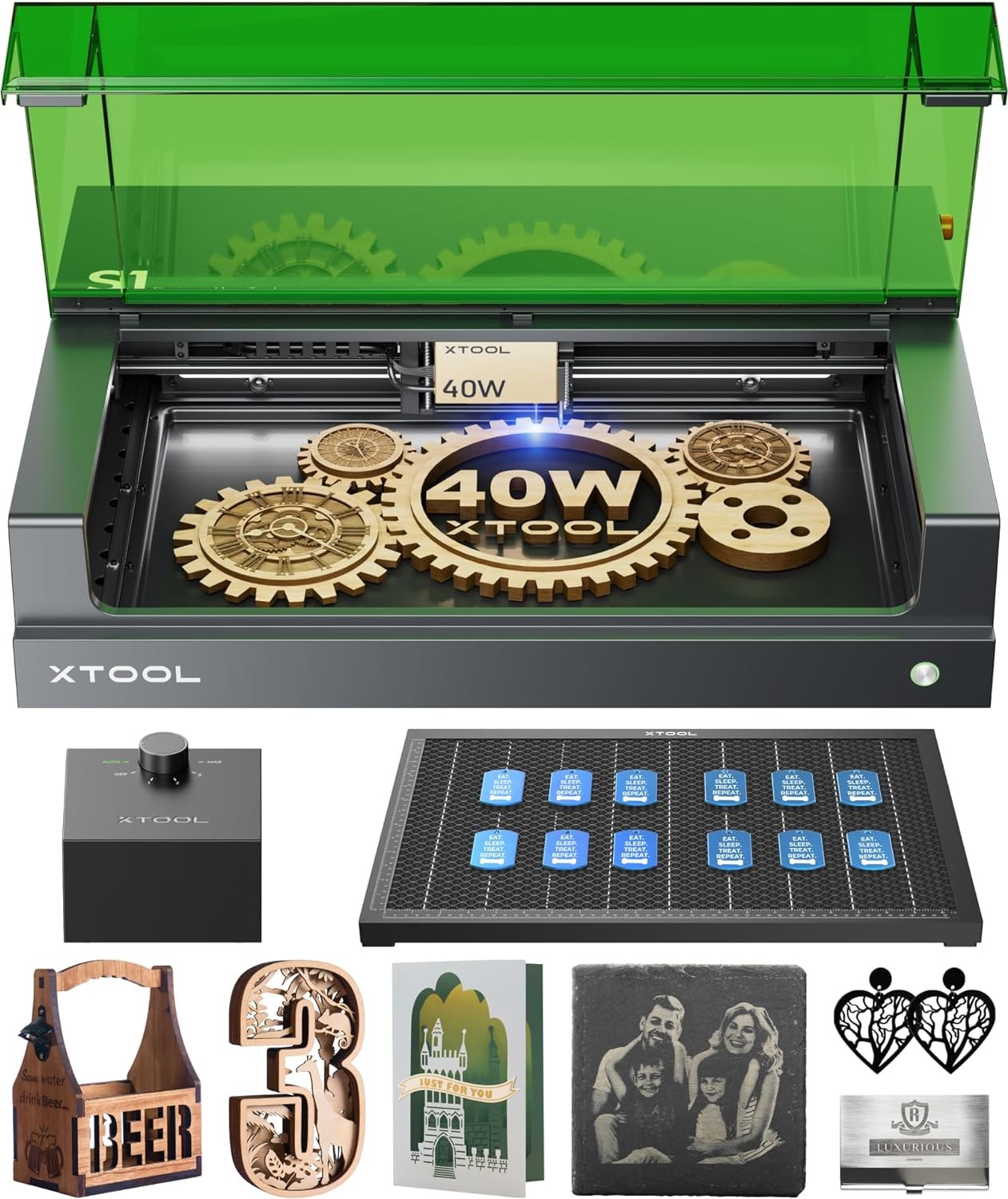 xTool S1 40W 1-Stage Enclosed Laser Cutter and Engraver with Air Assist