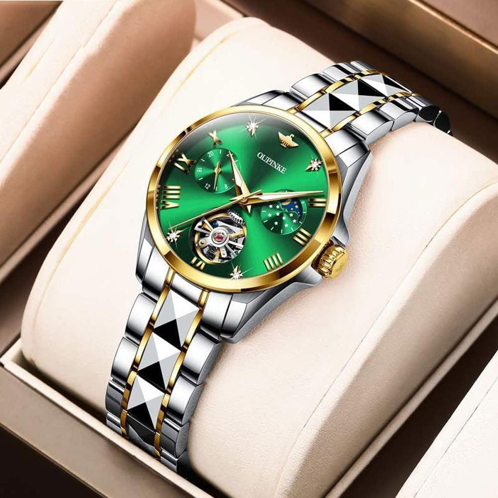 Automatic Watch for Women Self Winding Mechanical Lady Watch Business Luxury Fashion Waterproof Luminous Calendar Women's Wrist Watch