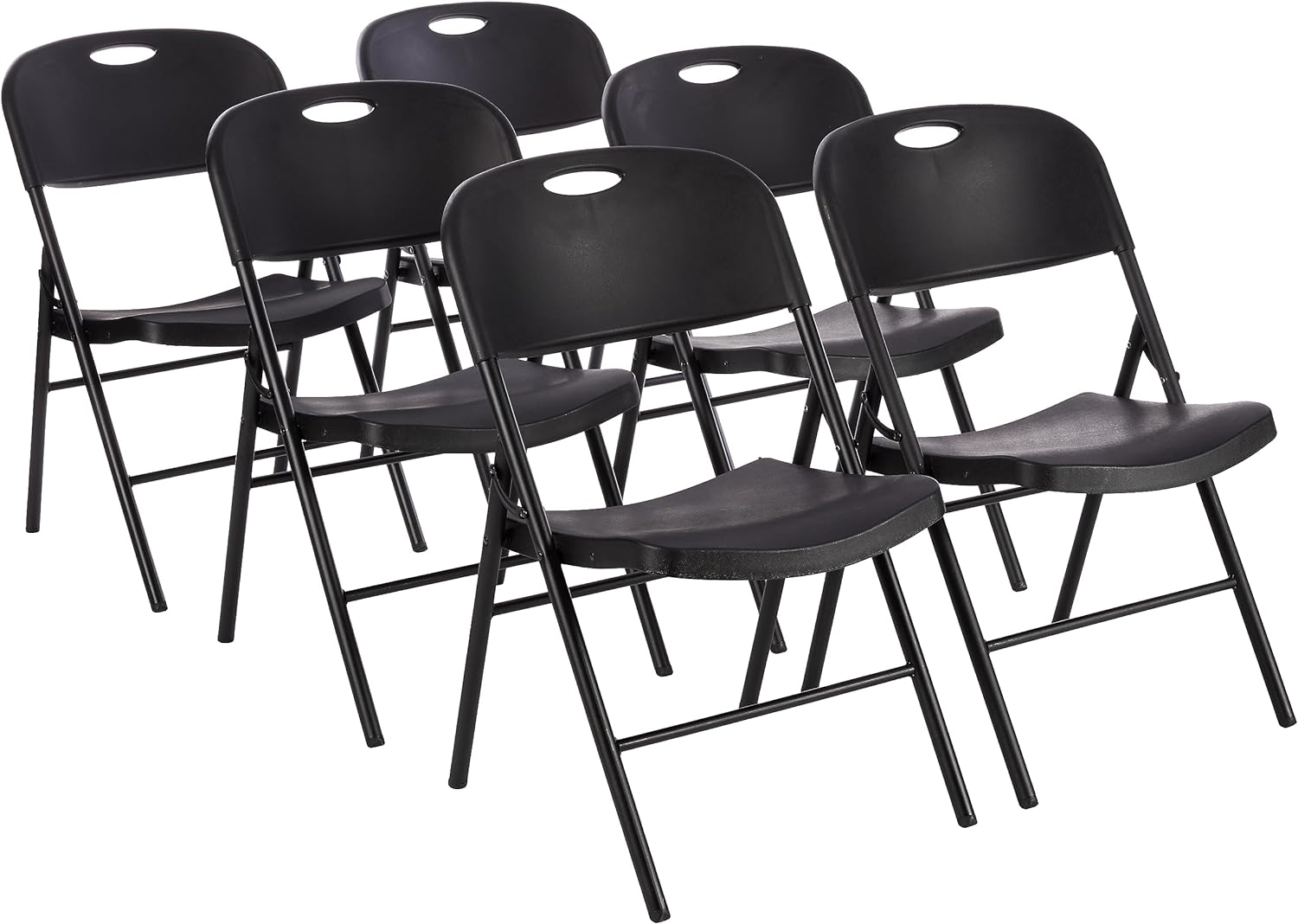 Amazon Basics Folding Plastic Chair with 350-Pound Capacity - Black, 6-Pack