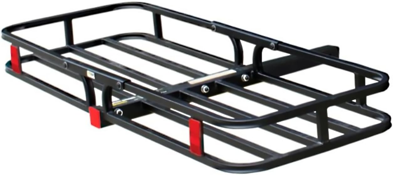 MaxxHaul 70107 53" x 19-1/2" Hitch Cargo Carrier - Trailer Mount Steel With High Side Rails For RV's, Trucks, SUV's, Vans, Cars 2" Receiver 500-lb Load Capacity , Black