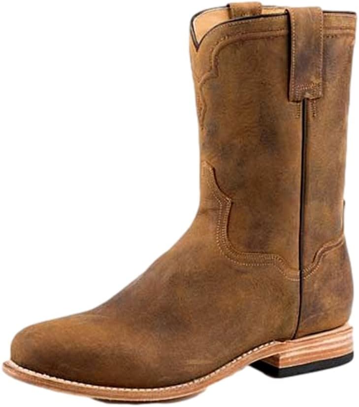 Stetson Men's Puncher Oiled Vamp Western Roper Boot Round Toe Brown 8.5 D(M) US