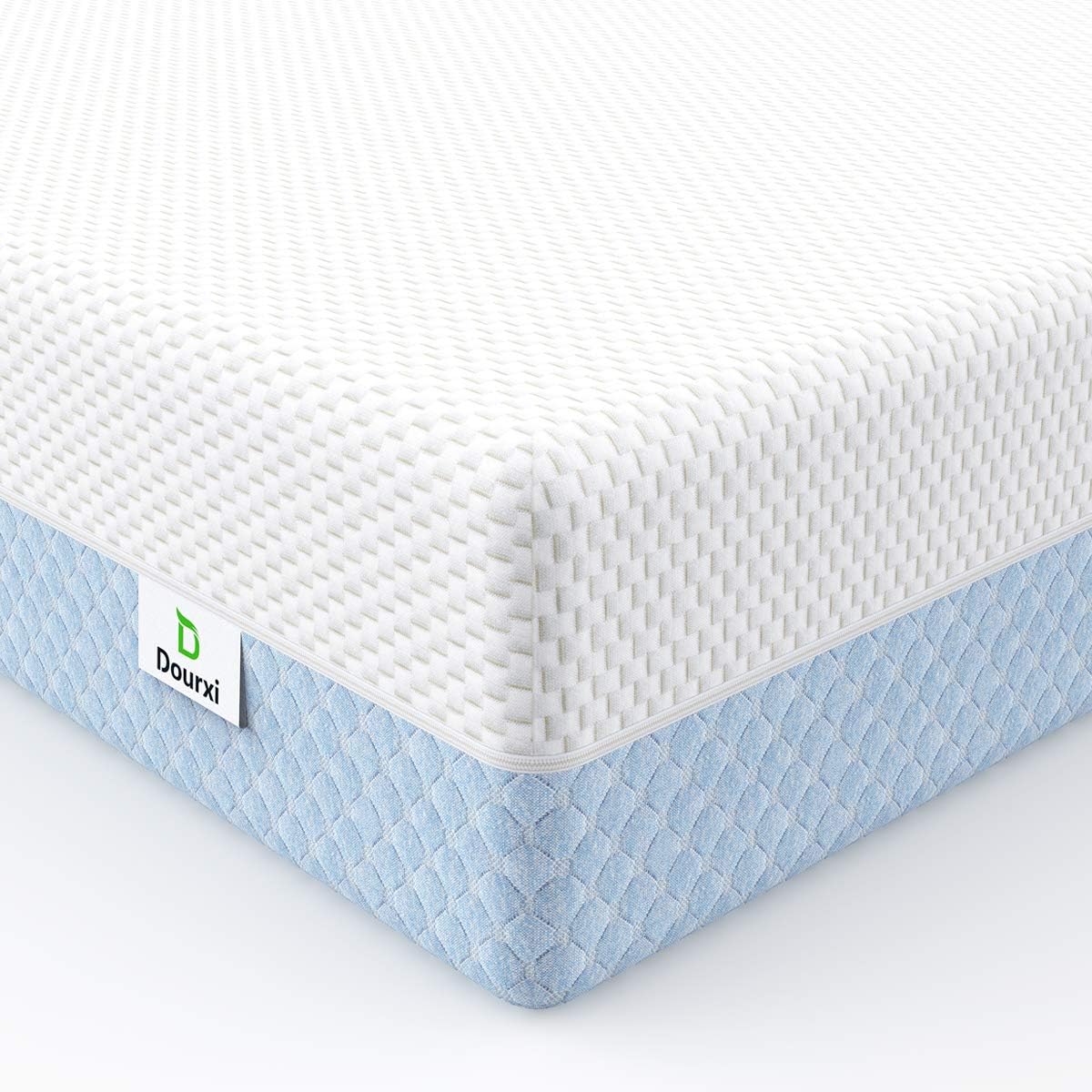 Crib Mattress, Dual Sided Comfort Memory Foam Toddler Bed Mattress, Triple-Layer Breathable Premium Baby Mattress for Infant and Toddler w/Removable Outer Cover - White&amp;Blue