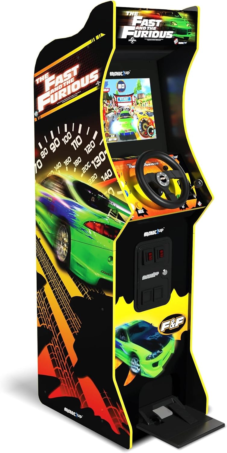 ARCADE1UP The Fast &amp; The Furious Deluxe Arcade Game for Your Home, with 5-Foot-Tall Stand-up Cabinet, 2 Classic Games, and 17-inch LCD Screen