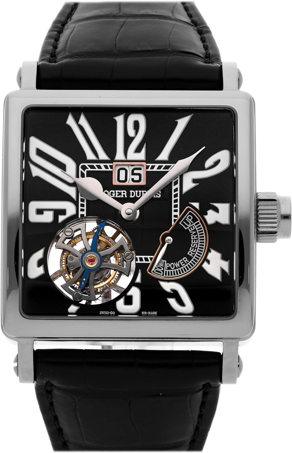 Roger Dubuis Golden Square Manual Wind Black Dial Watch G40 03 7 (Pre-Owned)