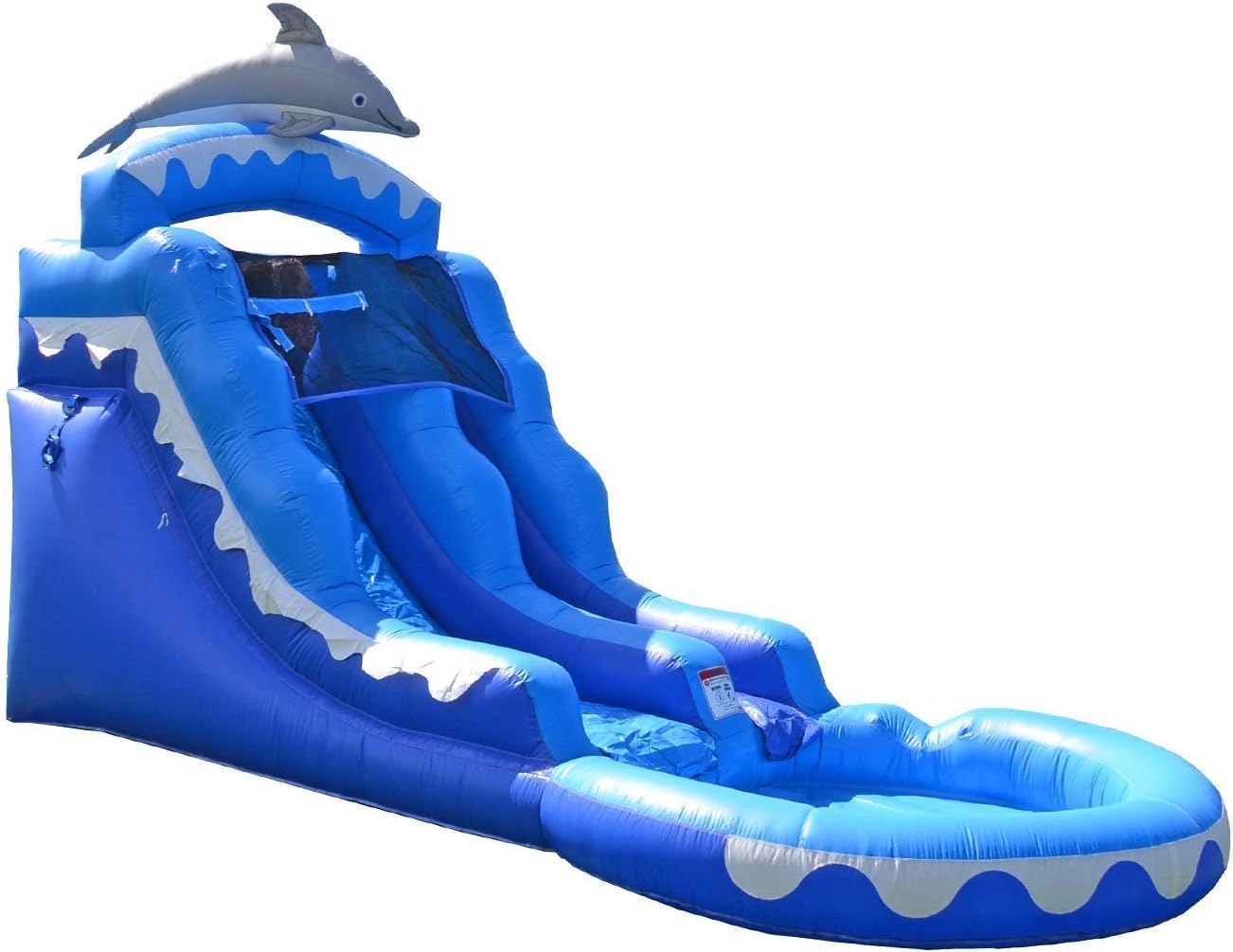 HeroKiddo 13’ Dolphin Commercial Grade Water Slide with Pool for Kids and Adults (with Blower), Wet Dry Use, Outdoor Indoor, Birthday Party, Rental Quality