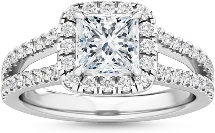 1-5 Carat (ctw) White Gold Pear Cut LAB GROWN Diamond Halo Engagement Ring [ Color E-F, Clarity VS2-SI1 ]