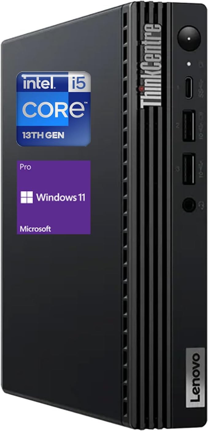 LENOVO ThinkCentre M70q MFF Business Desktop, 13th Gen Intel Core i5-13400T, 32GB RAM, 1TB SSD, Wired Keyboard &amp; Mouse, Antenna, HDMI, DP Port, RJ45, Wi-Fi 6, Windows 11 Pro, Black