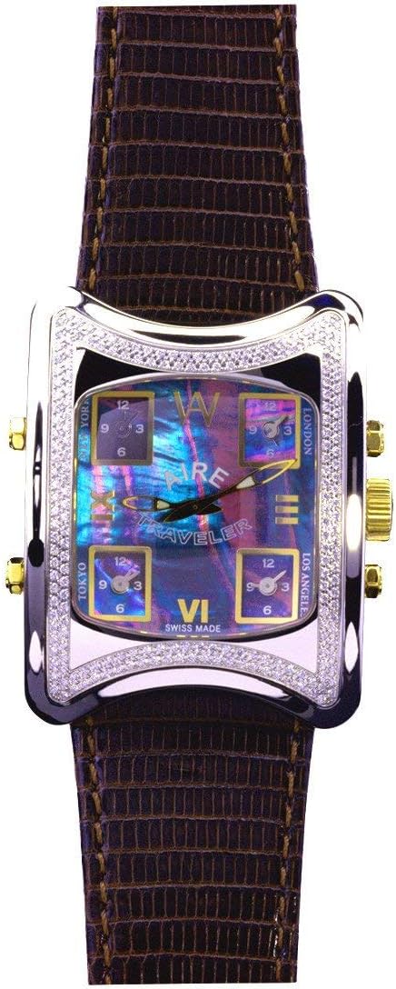 Aire Traveler 5 Time Zone Swiss Made Over-Sized Unique Watch - Red Gold®