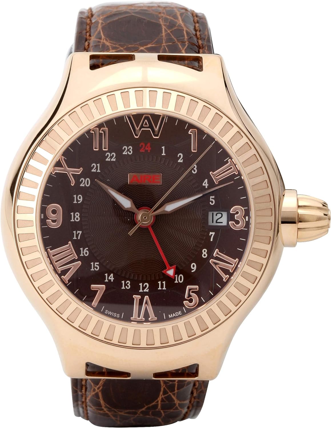 Aire Parlay Automatic GMT Swiss Made 18 Karat Solid Gold Rare Watch - Red Gold®