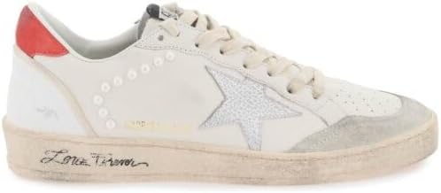 Golden Goose Women's Fashion Sneakers - Italian Leather V-Star Laminated Trendy Shoes, White Sneakers