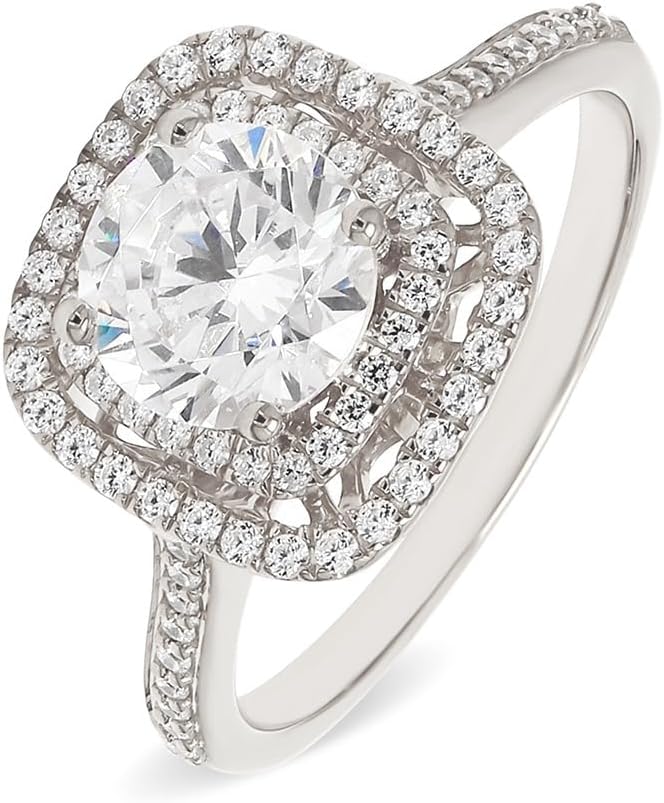 1-5 Carat (ctw) White Gold Round Cut LAB GROWN Diamond Halo Engagement Ring (Color E-F Clarity VS2-SI1)