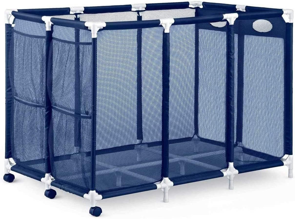 Modern Blue Pool Storage Bin - XX-Large | Nylon Mesh Basket Organizer For Your Goggles, Beach Balls, Floats, Swim Toys &amp; Accessories | Air Dry Items Quickly &amp; Easily Roll To Your Home Garage o