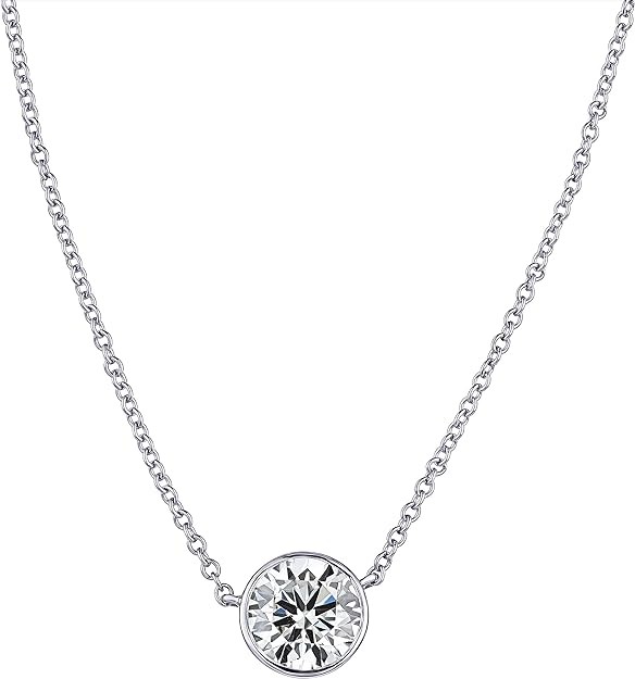 The Diamond Channel 0.25-1.00 Lab Diamond 14 Karat White Gold Diamond Necklace for Women, Bezel Set Diamond Pendant with a 16" Length + 2" Extender (F-G Color, VS1-VS2 Clarity)