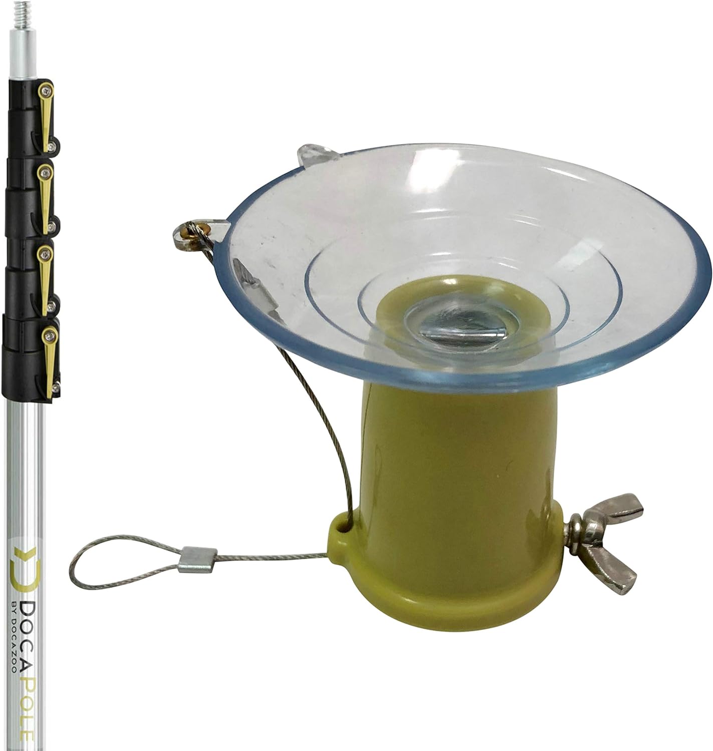 DOCAZOO, Light Bulb Changer for High Ceilings &amp; Recessed Lights w/ 6-24 Foot Telescopic Extension Pole &amp; Suction Cup Style - Ceiling Lightbulb Removal Tool - Perfect Accessory for Any Lighting