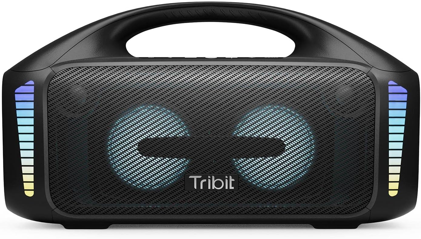 Tribit StormBox Blast Portable Speaker: 90W Loud Stereo Sound with XBass, IPX7 Waterproof Bluetooth Speaker with LED Light, PowerBank, Bluetooth 5.3&amp;TWS, Custom EQ, 30H Playtime for Outdoor
