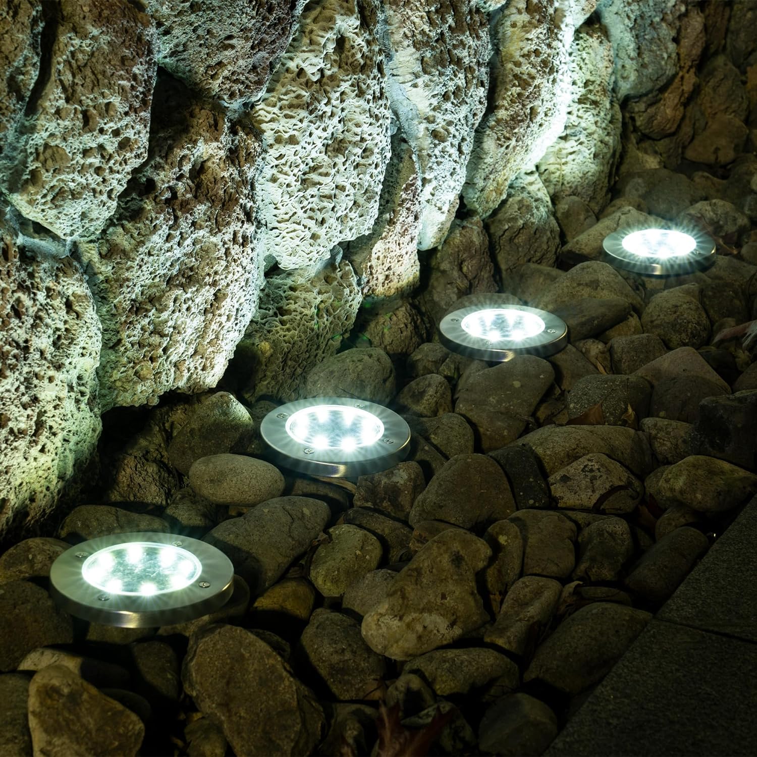 SOLPEX Solar Ground Lights, 16 Pack Solar Lights Outdoor Waterproof, 8 LED Solar Powered Landscape Lighting for Garden Yard Patio Pathway Driveway Walkway (Cool White)