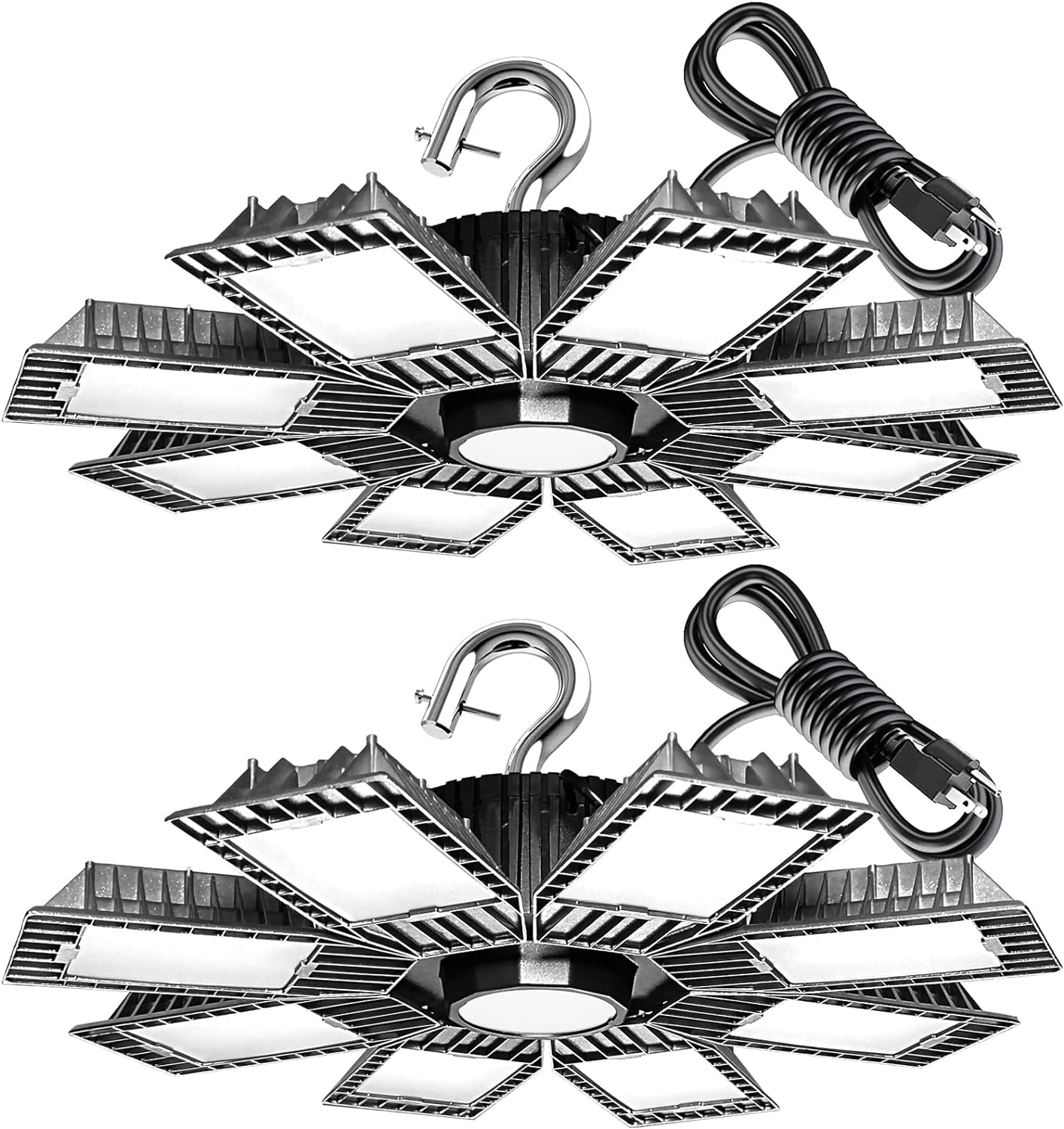 LED Shop Lights 250W 2Pack, 35000lm Eqv 800W High Bay Light, Plug &amp; Play Lighting for Shop, 6000K Daylight, Bright High Ceiling Shop Lights Perfect for Barn Garage Shop Warehouse Lighting