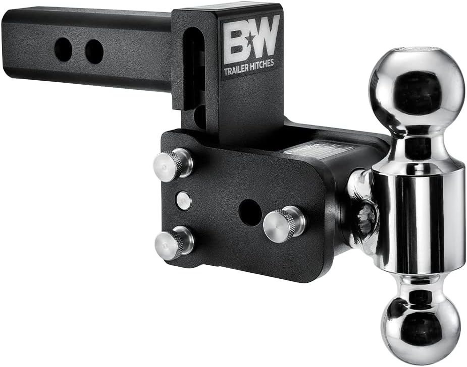 B&amp;W Trailer Hitches Tow &amp; Stow Adjustable Trailer Hitch Ball Mount - Fits 2" Receiver, Dual Ball (2" x 2-5/16"), 3" Drop, 10,000 GTW - TS10033B
