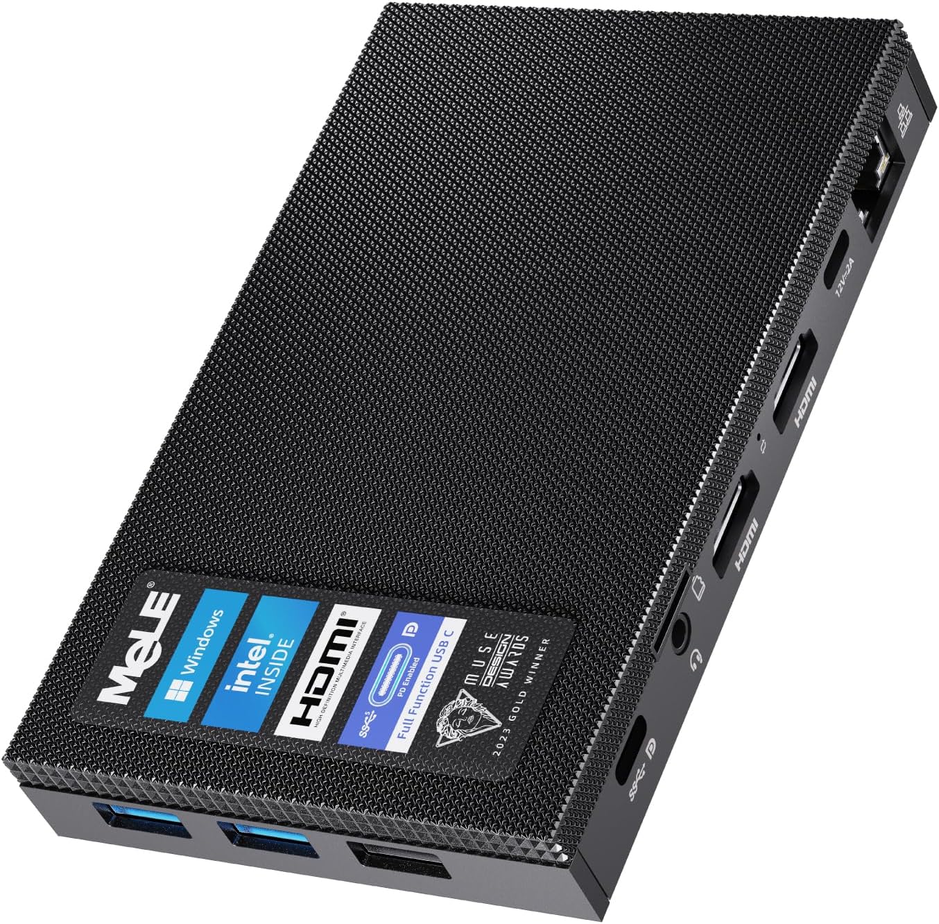 MeLE Mini PC Quieter 4C - 12th Gen N100, Fanless PC, 16GB RAM, 512GB ROM, Windows 11 Pro, 2.4/5G Wi-Fi, Full-Functional USB-C, 4K Triple Display Desktop PC on Home, Office, Education, Astrophotography