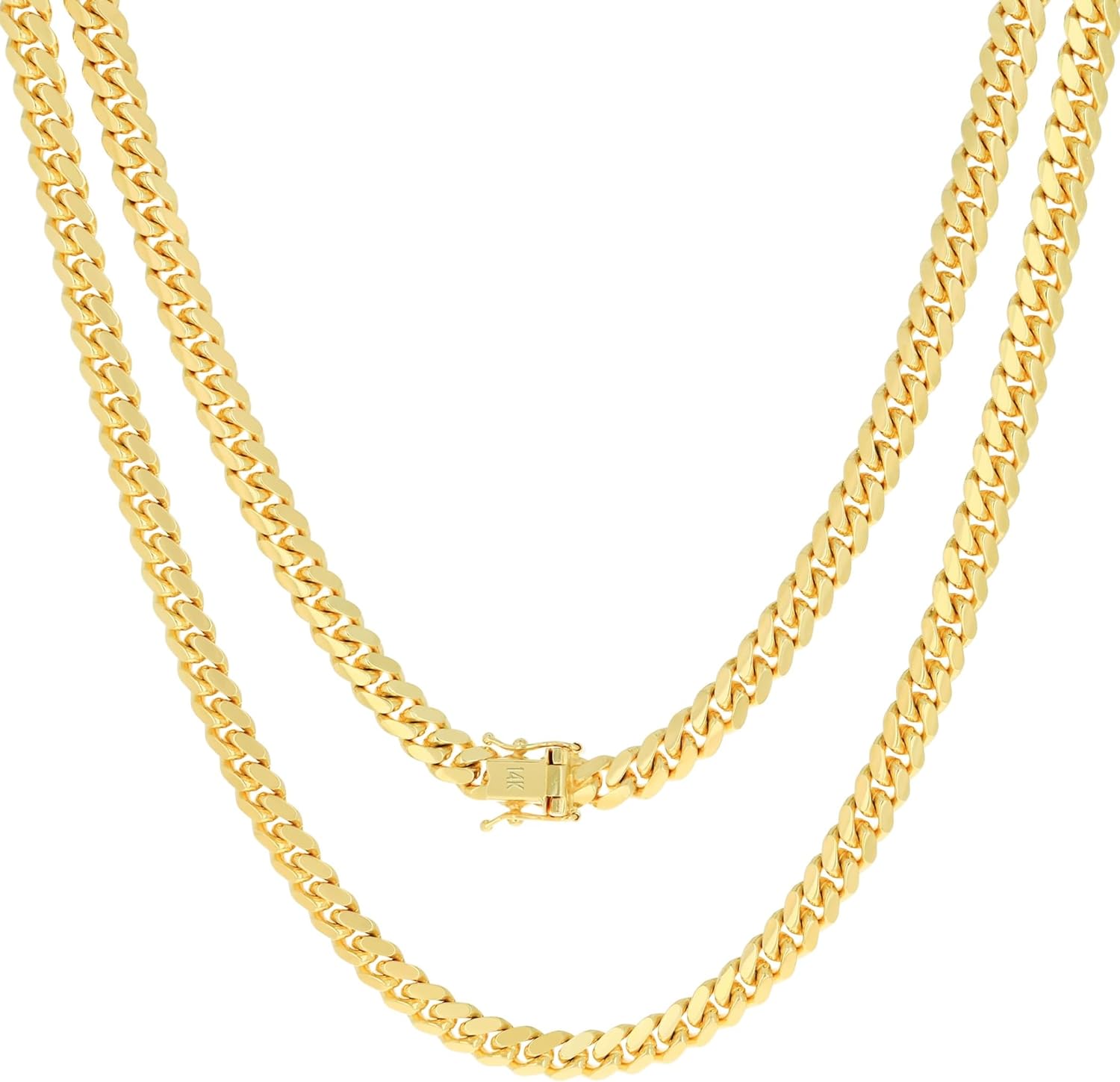 Nuragold 14k Yellow Gold 6mm Solid Miami Cuban Link Chain Pendant Necklace, Mens Jewelry Box Clasp 20" 22" 24" 26" 28" 30"