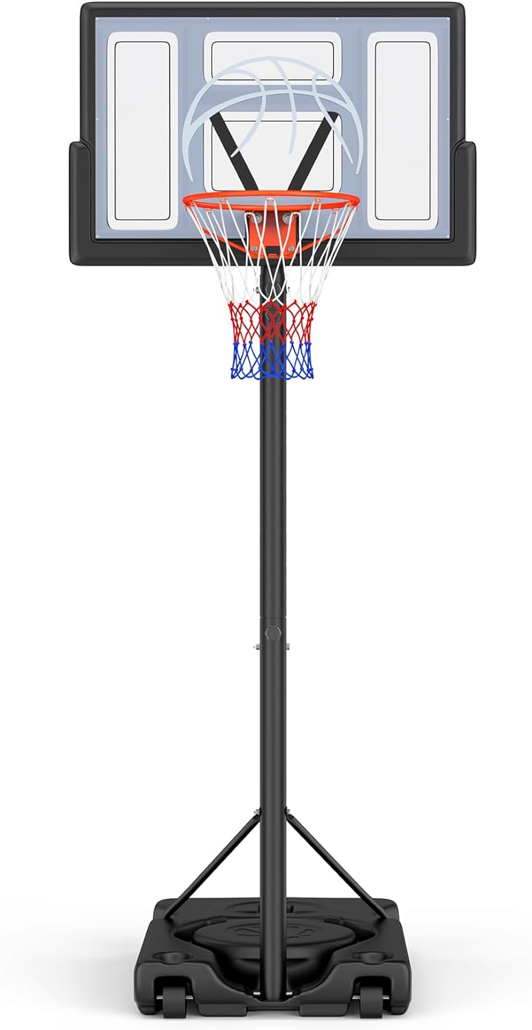 Basketball Hoop Outdoor 10ft Adjustable, Portable Basketball Hoop Goal System for Kids Youth and Adults in Backyard/Driveway/Indoor, 44 Inch Shatterproof Backboard and Larger Base
