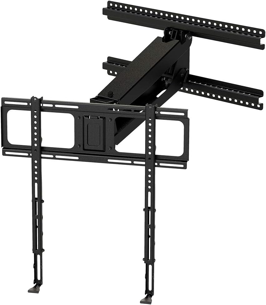 MantelMount MM340 Above Fireplace Pull Down TV Mount - with Patented auto-straightening, auto-stabilization, 2 Gas Pistons, Adjustable Motion Stops, Wire tabs &amp; Safety Pull-Down Handles