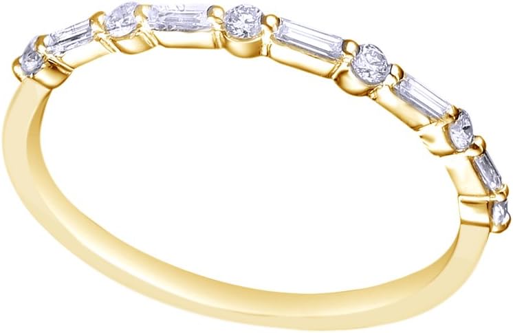 AFFY White Natural Diamond Half Eternity Wedding Band Ring in 10K Solid Gold (0.3 Ct)