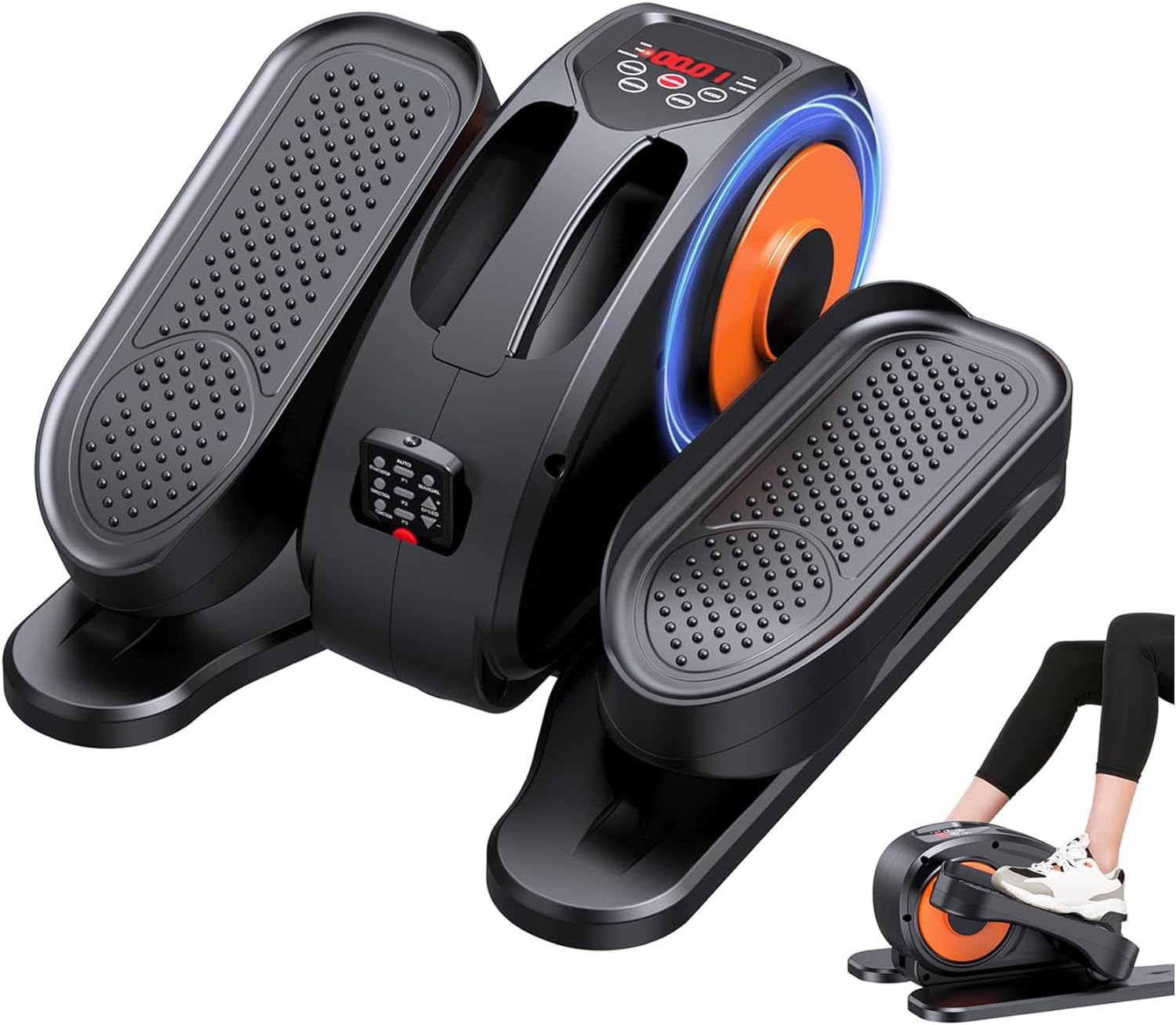 Under Desk Elliptical, Electric Seated Pedal Exerciser, Quiet &amp; Compact Mini Ellipse Leg Exerciser with Display Monitor, Remote Control and 12 Adjustable Speeds, Elliptical Machine for Home