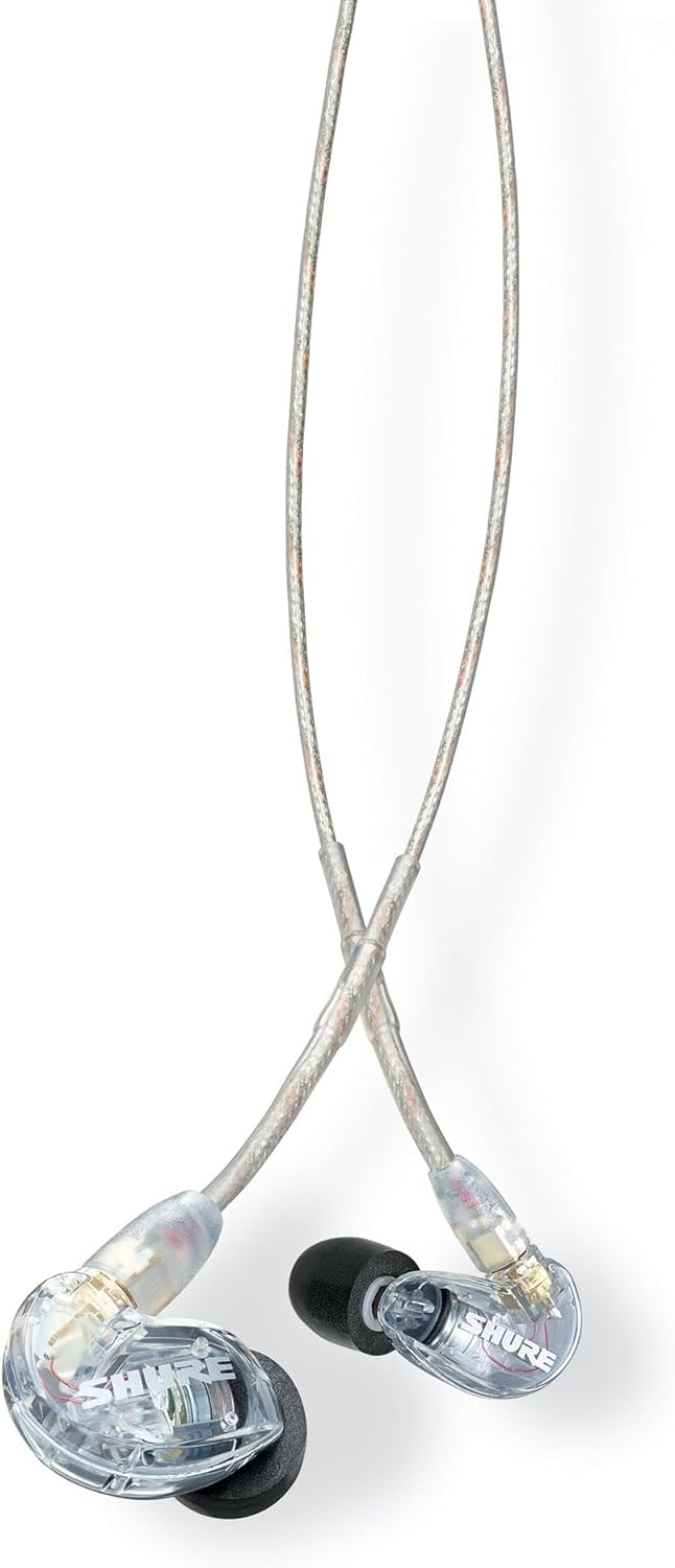 Shure SE215 PRO Wired Earbuds - Professional Sound Isolating Earphones, Clear Sound &amp; Deep Bass, Single Dynamic MicroDriver, Secure Fit in Ear Monitor, Plus Carrying Case &amp; Fit Kit - Clear (SE