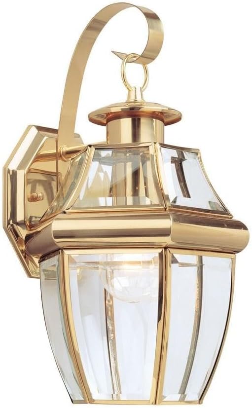 Sea Gull Lighting 8067-02 Lancaster Outdoor Wall Lantern Outside Fixture, One - Light, Polished Brass