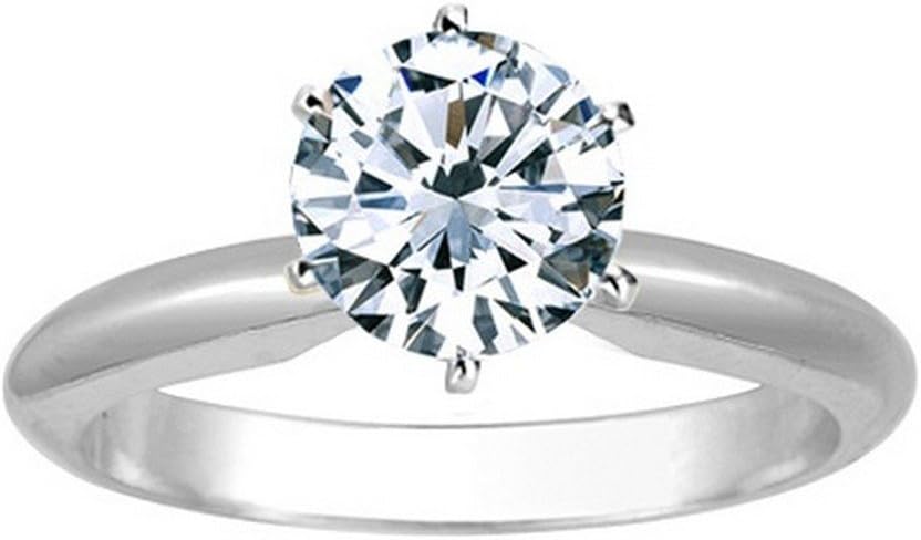 1/4-1.5 Carat 14K White Gold Round Solitaire Diamond Engagement Ring (D-E Color VS1-VS2 Clarity)